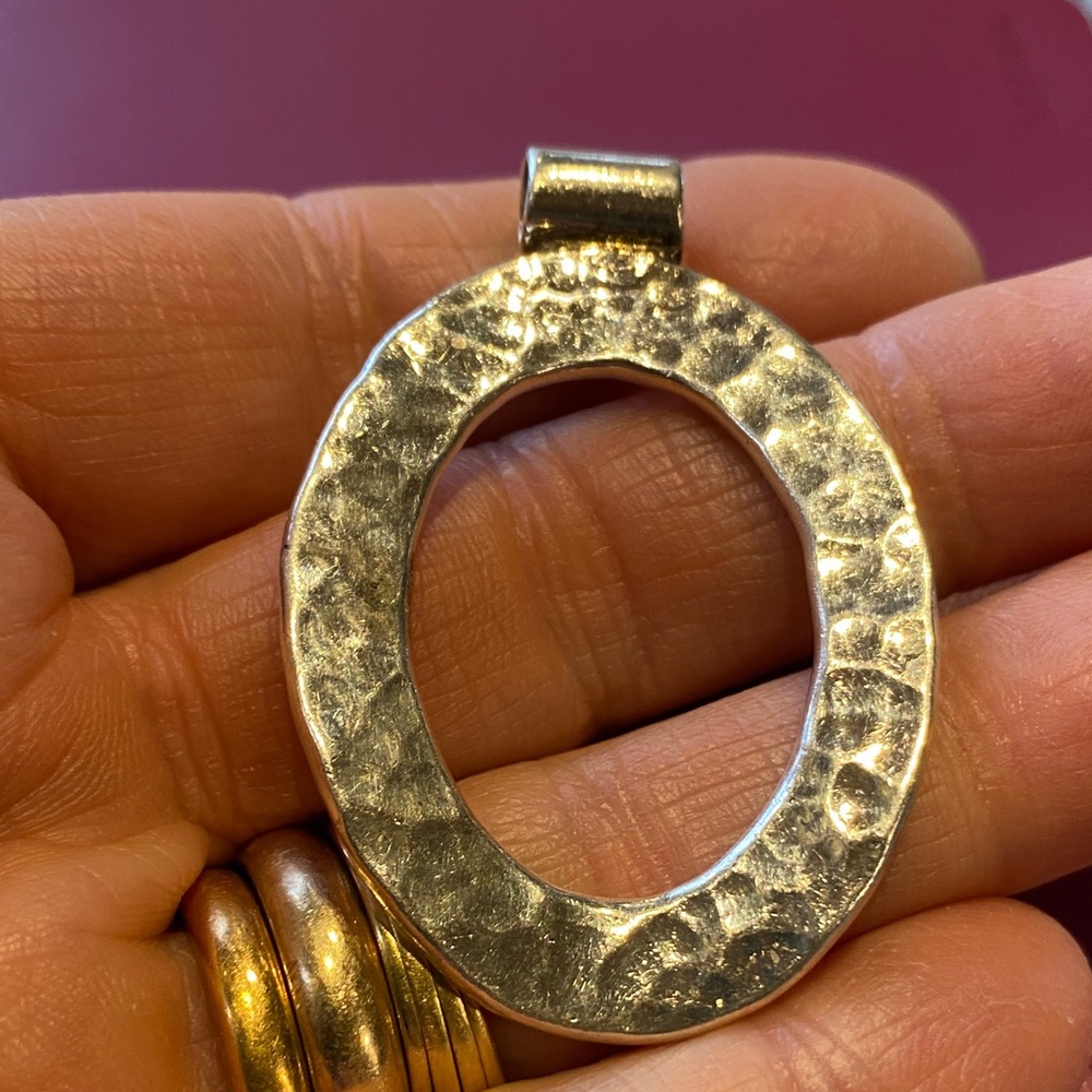 JRI 925 Mexico Large Shiny Sterling Statement Hammered Pendant